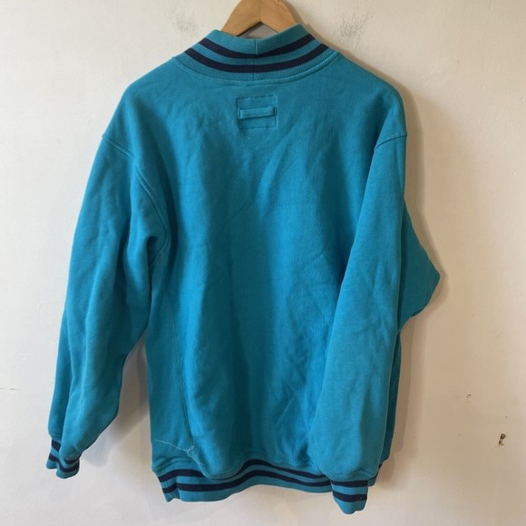 Vintage Teal Blue Thick CB Cutter Buck Long Sleeve Mock Neck Sweatshirt … - Picture 6 of 11